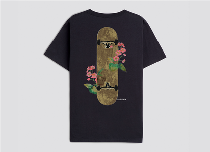 T-Shirt Black Floral Skateboard